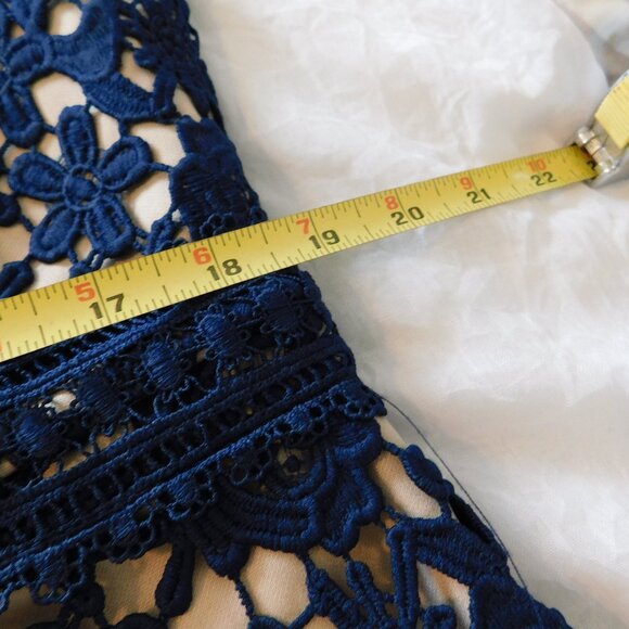 Liza Luxe Dress Navy Blue Size XL 14 16 Lace A Line Sleeveless Lined Party Women - Picture 7 of 10